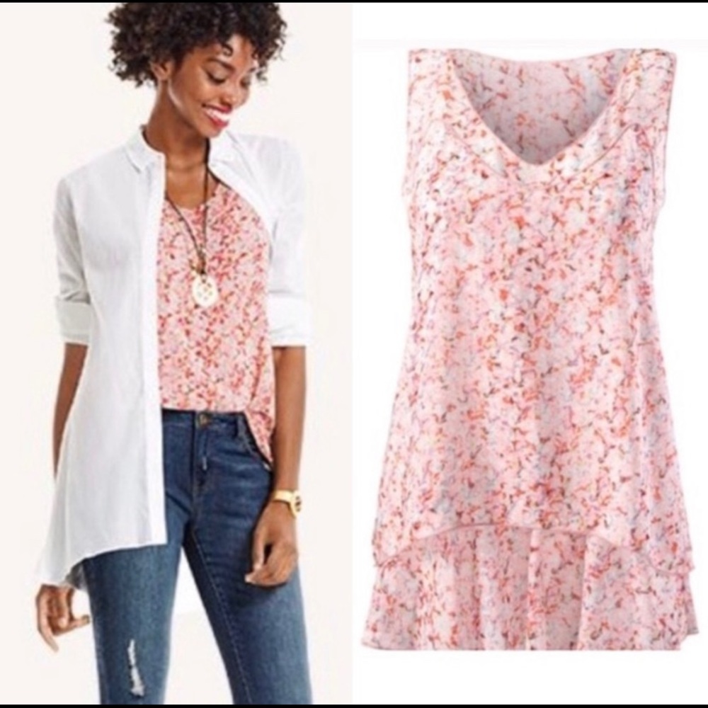 CAbi Bella Floral Sleeveless Tiered Top L